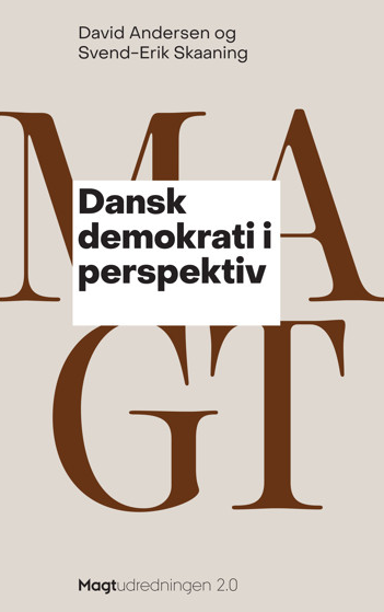 The new book "Dansk demokrati i perspektiv" is part of the book series from the Democracy and Power Study 2.0. Photo: Aarhus Universitetsforlag. Book cover, letters, colours.